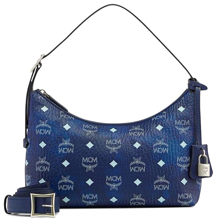 MCM Aren VI Small Hobo Bag Blue Visetos