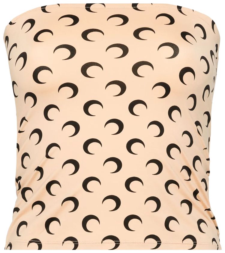 Marine Serre Moon Printed Jersey Bustier Top Tan