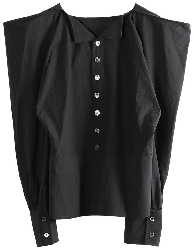 Tao Comme des Garcons Puff Sleeve Button Front Blouse Black