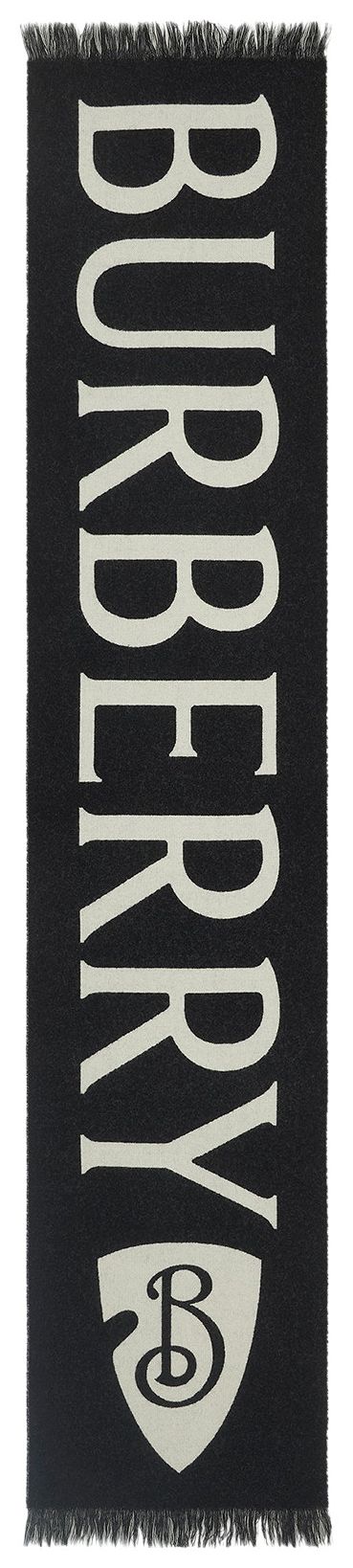 Burberry MU Text Logo Wool Scarf BlackCalico