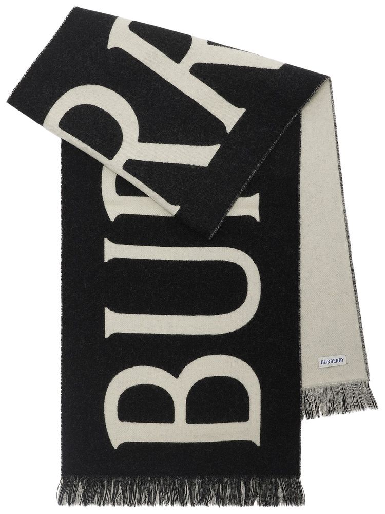 Burberry MU Text Logo Wool Scarf BlackCalico