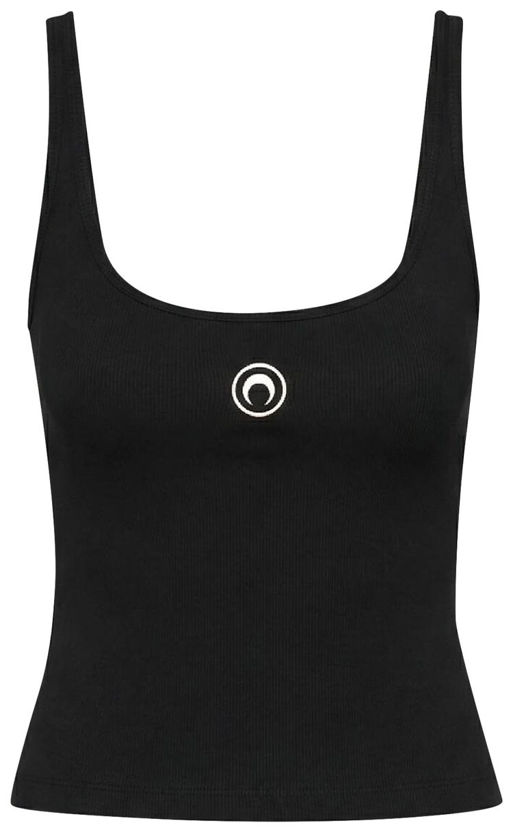 Marine Serre Moon Logo Ribbed Crop Tank Top Black