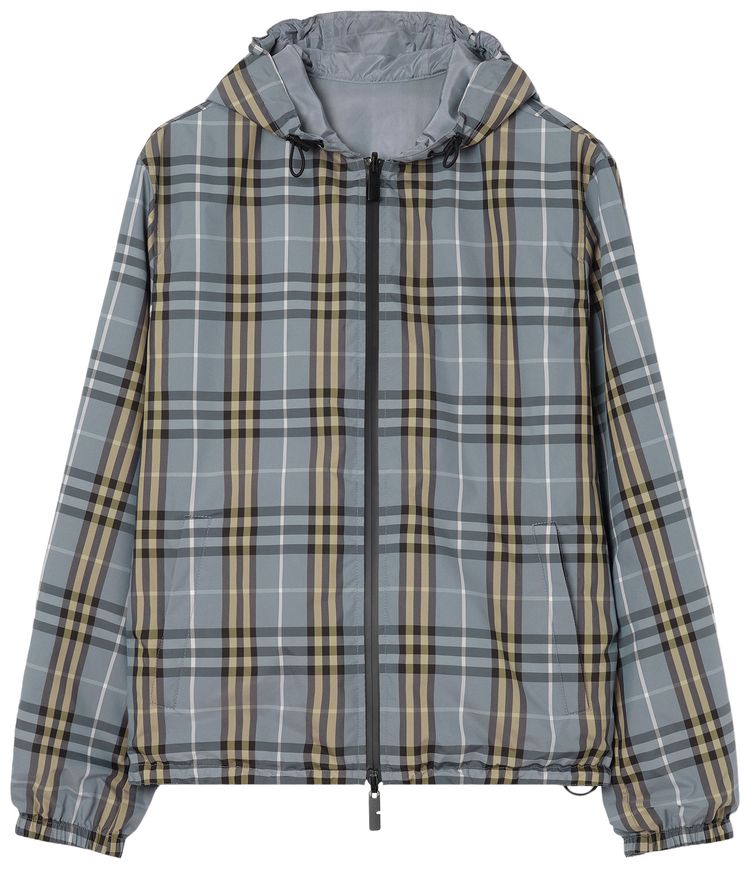 Burberry Reversible Check Hooded Jacket Wave Blue IP Check