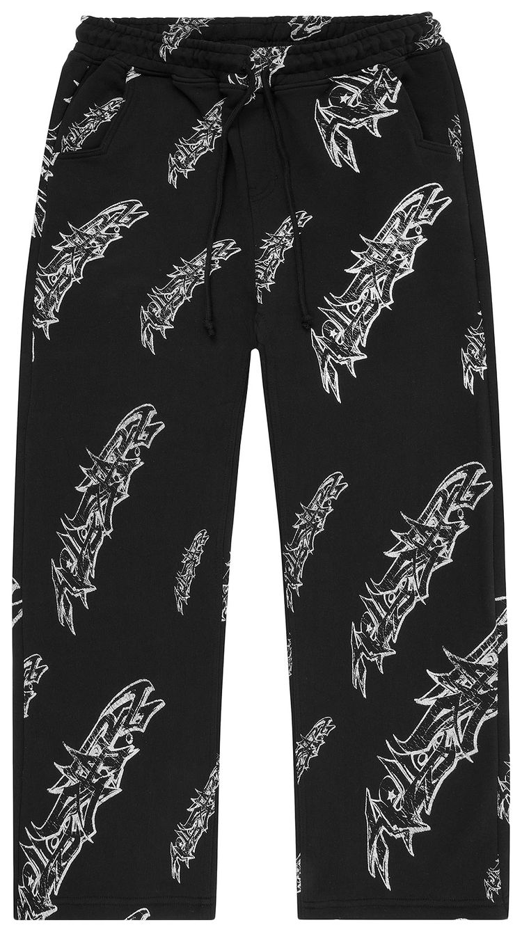 Hellstar Roll Print Graffiti Baggy Sweatpants Black