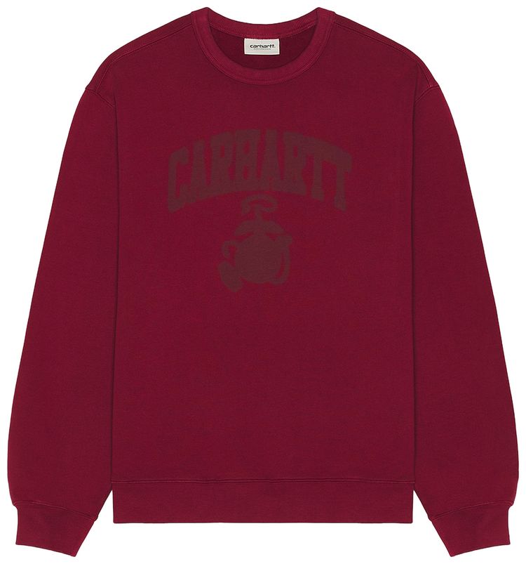 Carhartt WIP Faded Pond Corps Crewneck Sweatshirt Marsala Heavy Stone Wash