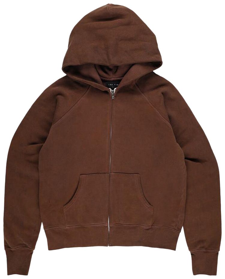 Les Tien Heavyweight Raglan Zip Hoodie Mahogany Oil