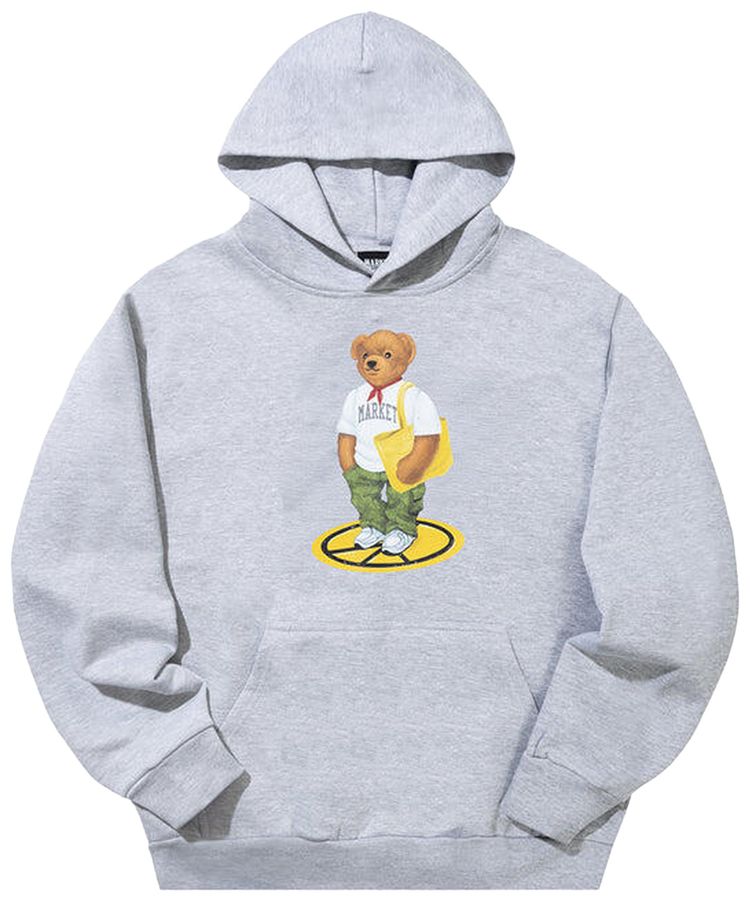Market Stand For Peace Bear Hoodie Ash Grey