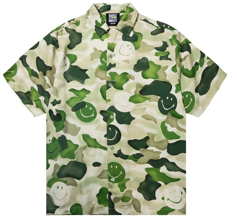Market Smiley Camouflage Short Sleeve Woven Multicolor