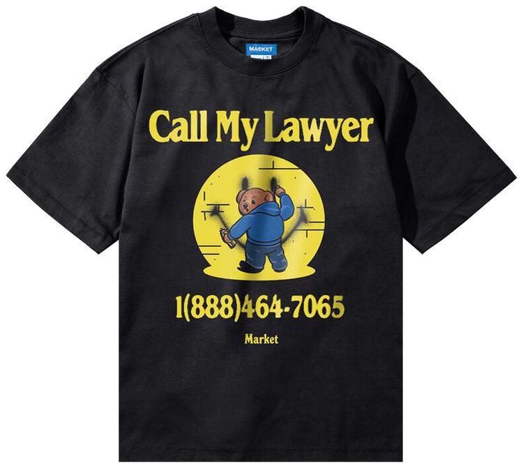 Market Airbrush Call My Lawyer T Shirt Washed Black