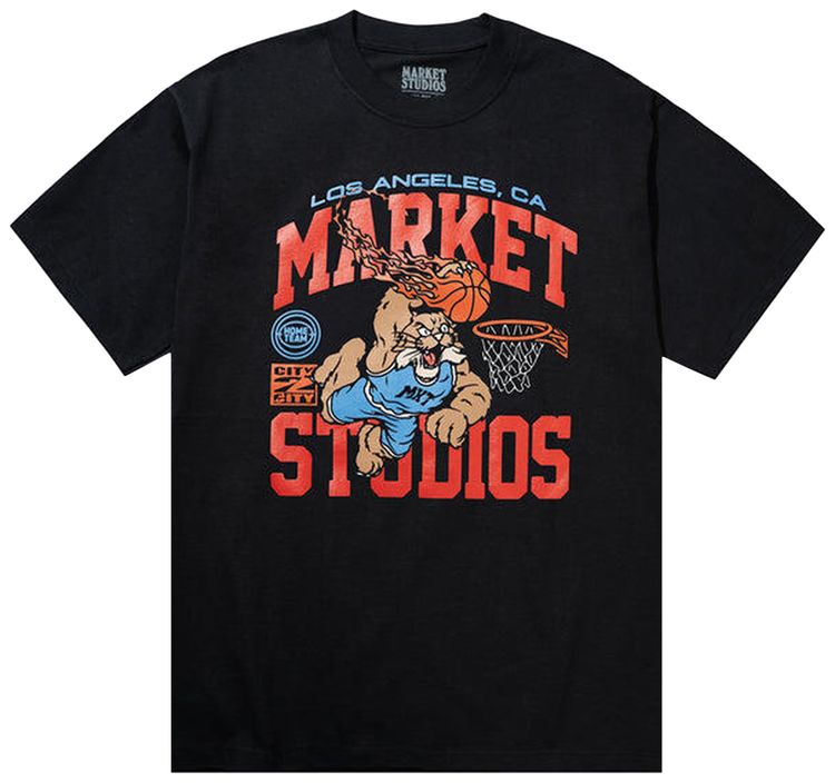 Market Ballin Bobcat T Shirt Washed Black
