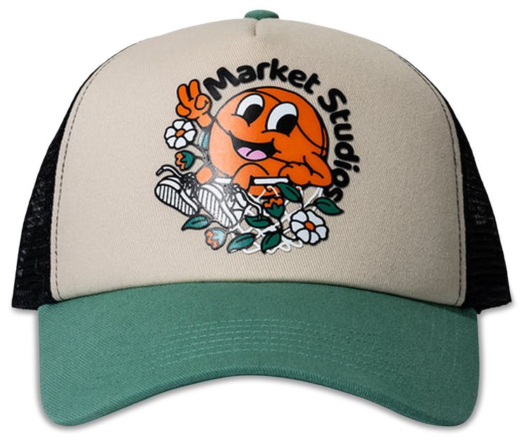 Market Chill In The Net Trucker Hat GreenNaturalBlack