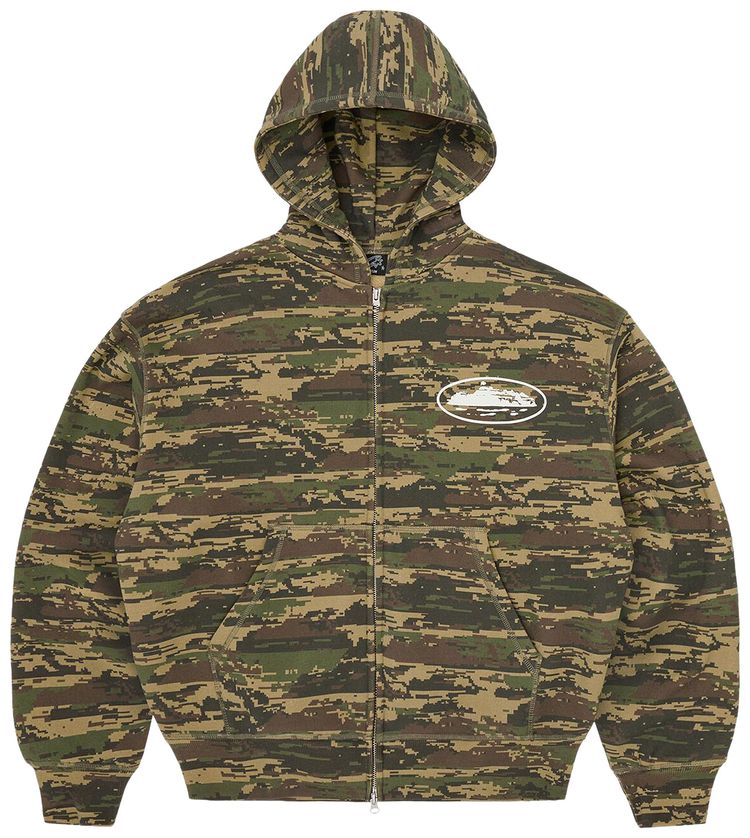 Corteiz Island Puff Print Zip Hoodie Digi Camo