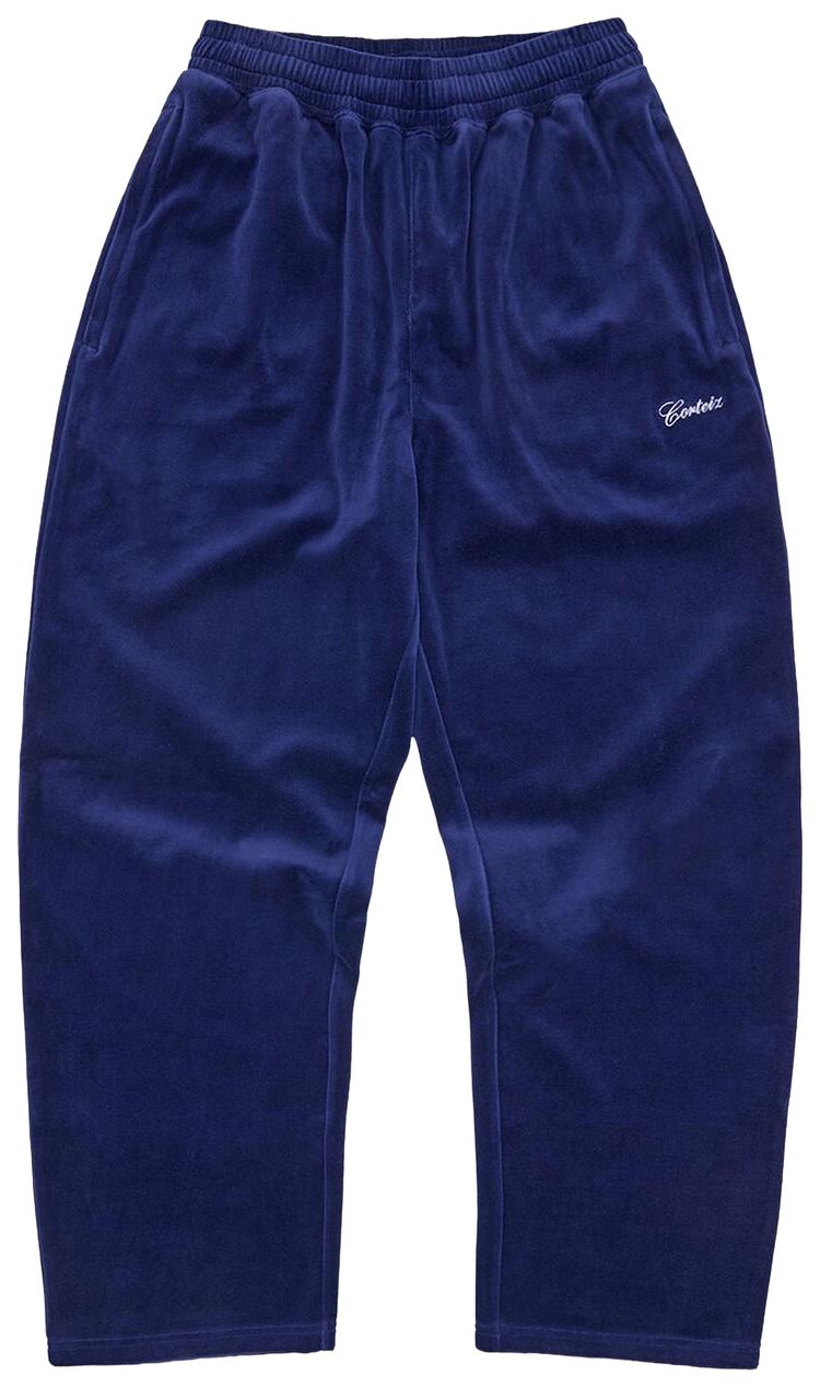 Corteiz Pista Velour Track Pant Navy