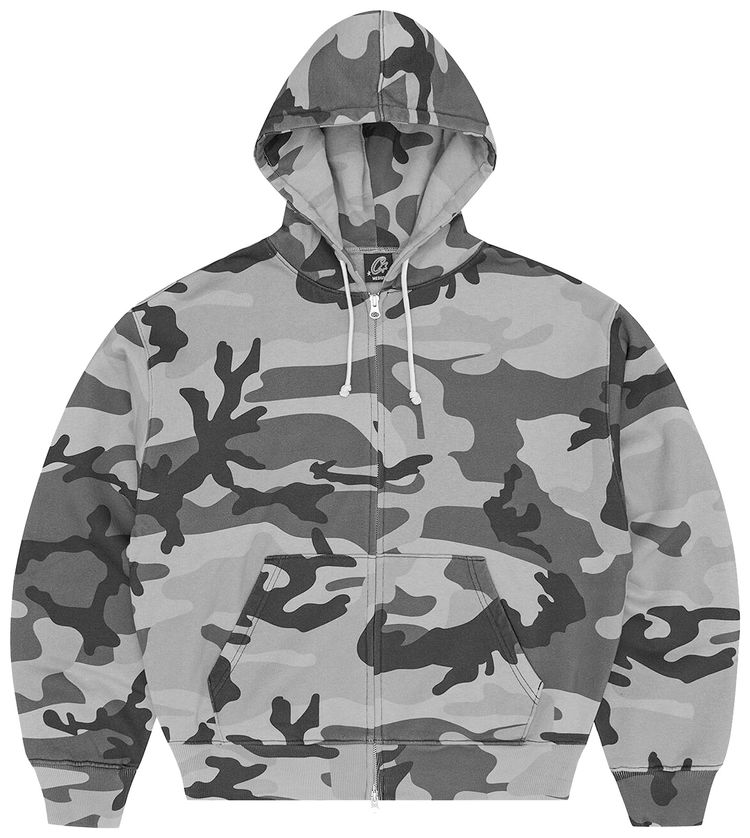 Corteiz Diplomatic Zip Hoodie Washed Camo