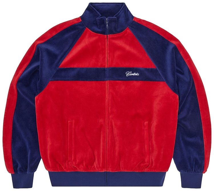 Corteiz Pista Velour Track Jacket NavyRed