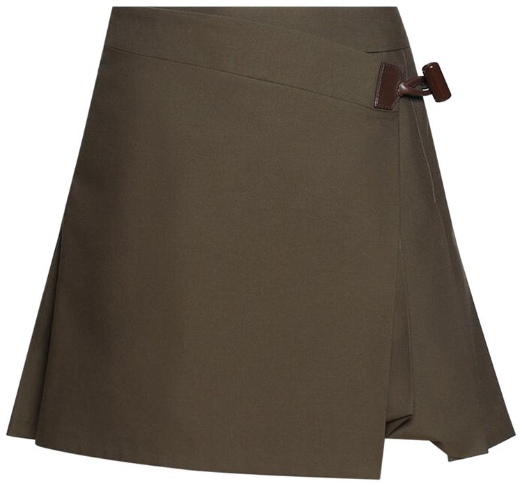 Loewe Pleated Mini Skirt Khaki Green