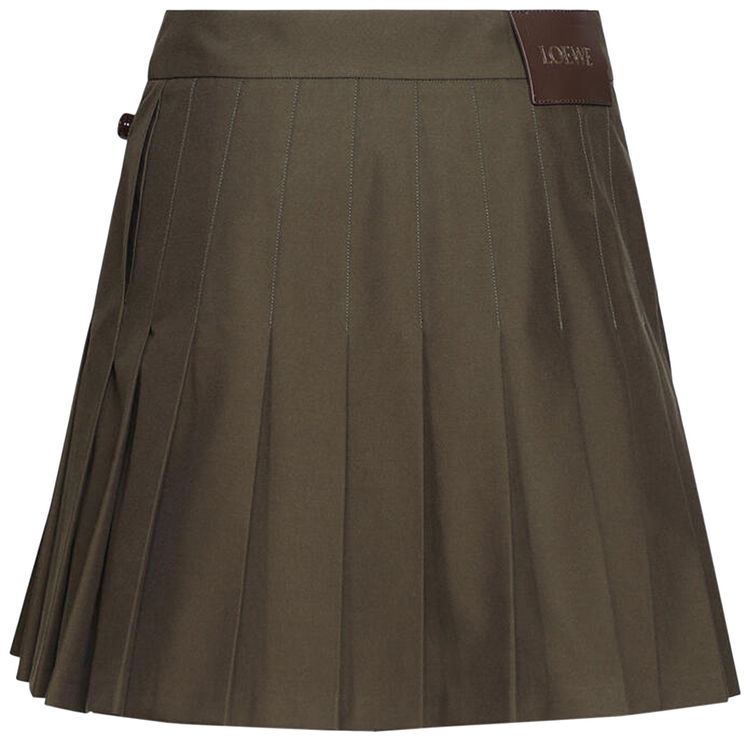 Loewe Pleated Mini Skirt Khaki Green