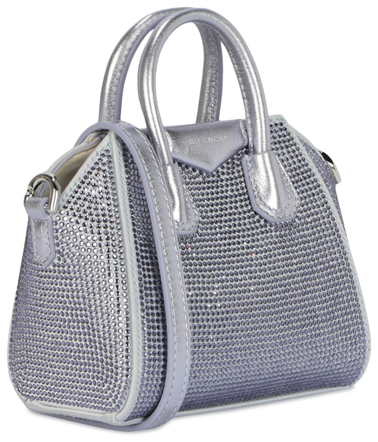 Givenchy Micro Anitgona Bag In Satin With Strass Lavender