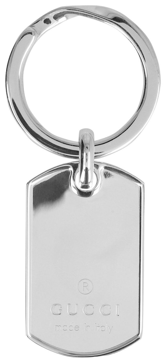 Gucci Dog Tag Keychain Silver