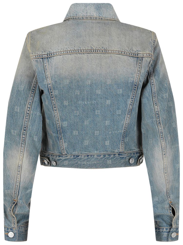 Givenchy Logo Cropped Denim Jacket Medium Blue