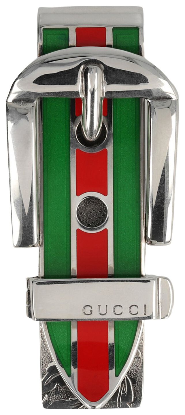 Gucci Garden Web Buckle Money Clip Silver