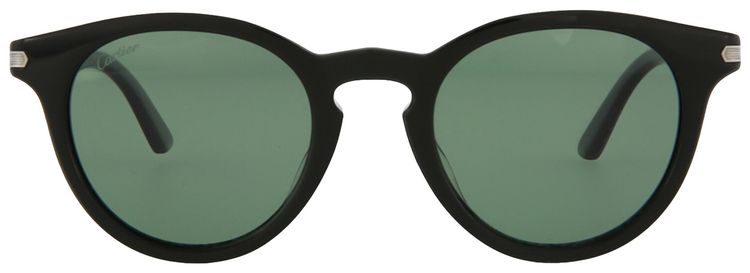 Cartier C De Round Frame Acetate Sunglasses BlackGreen