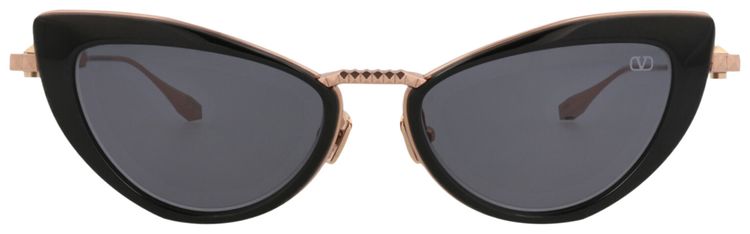 Valentino Cat Eye Frame AcetateMetal Sunglasses BlackRose GoldGrey