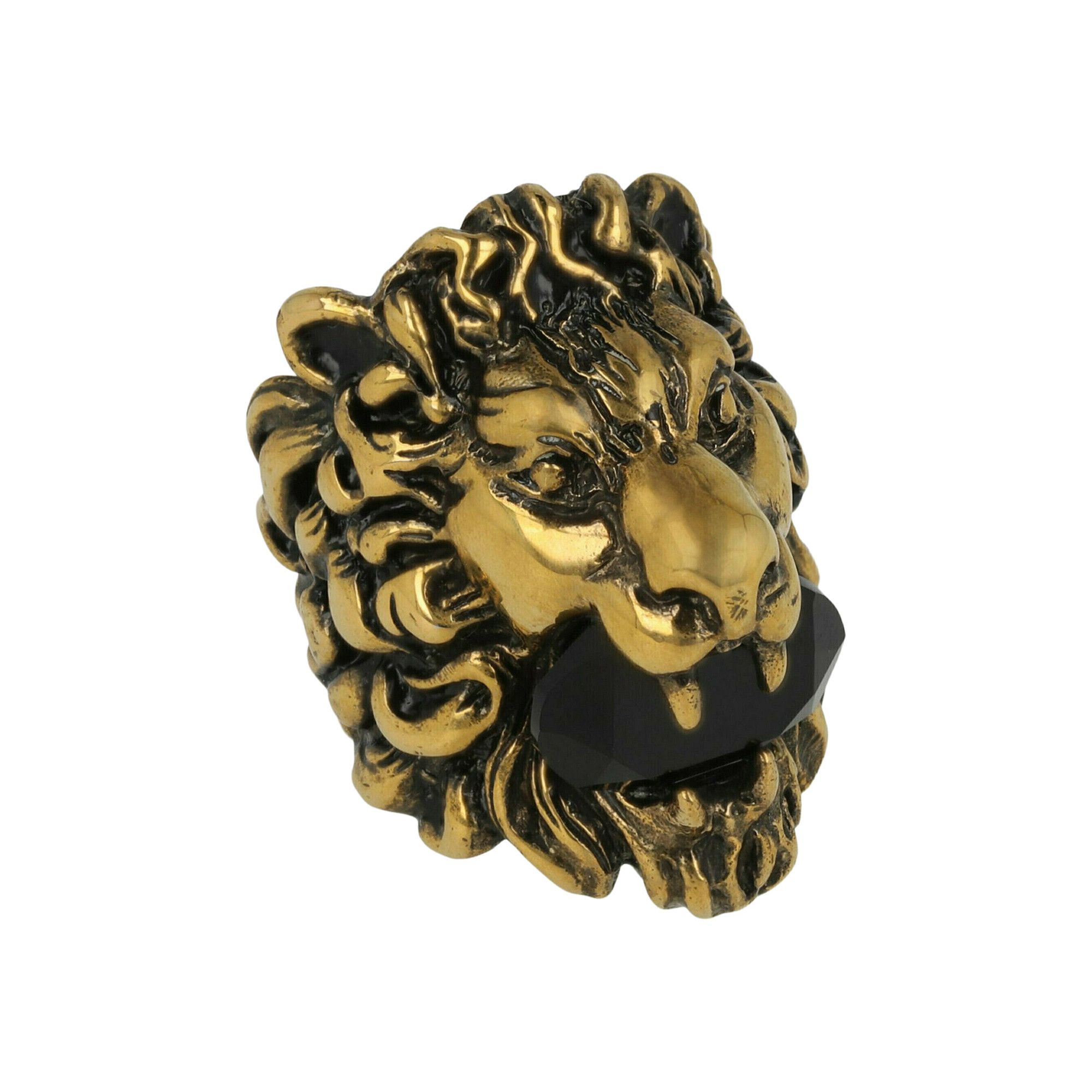 Buy Gucci Lion Head Ring 'Gold/Black' - YBC402 763001 | GOAT