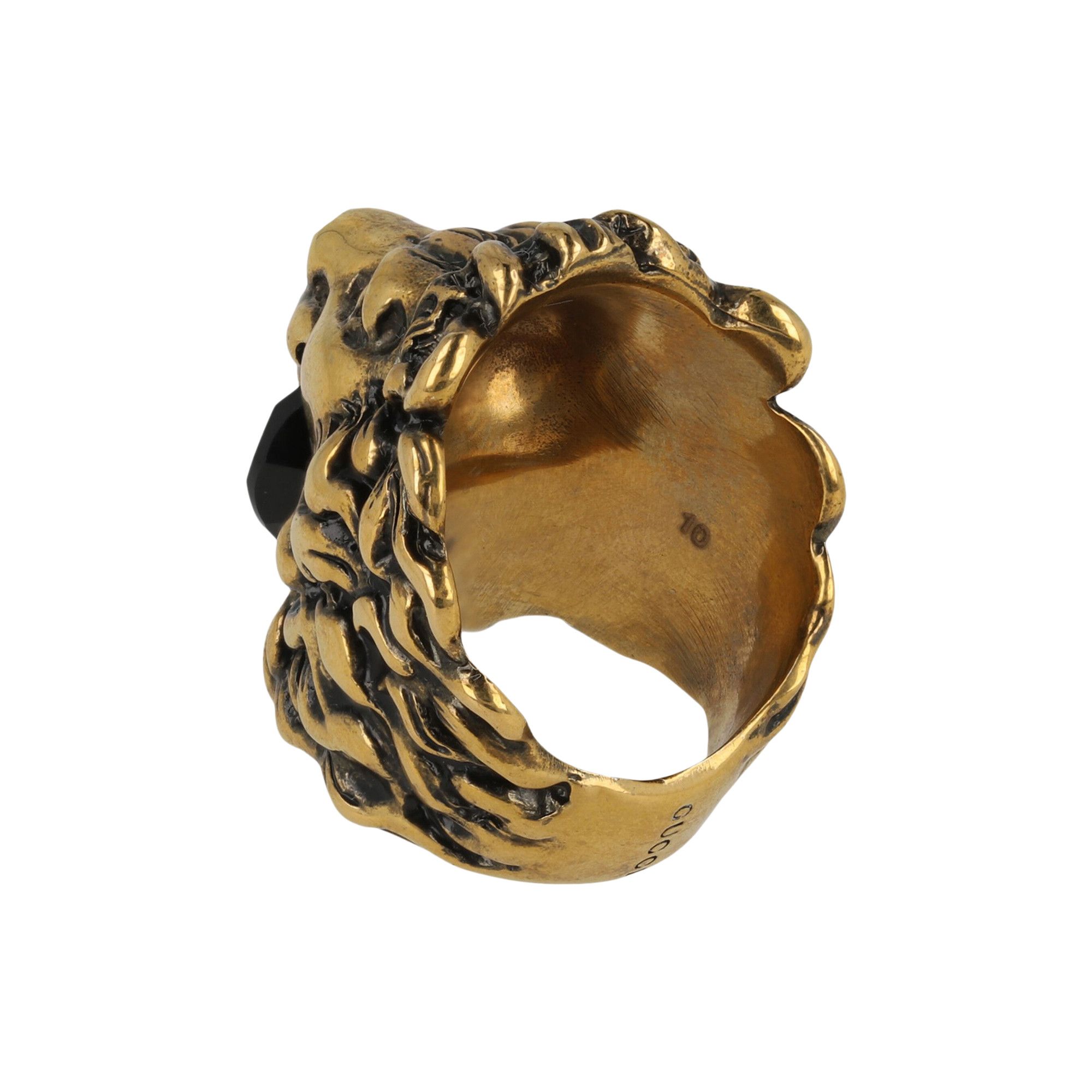 Buy Gucci Lion Head Ring 'Gold/Black' - YBC402 763001 | GOAT