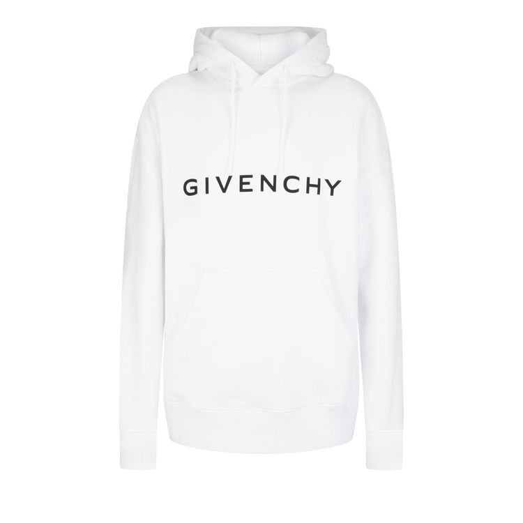 Givenchy Slim Fit Logo Print Hoodie White