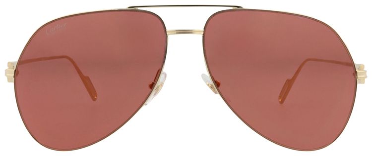 Cartier Aviator Frame Metal Sunglasses GoldRed