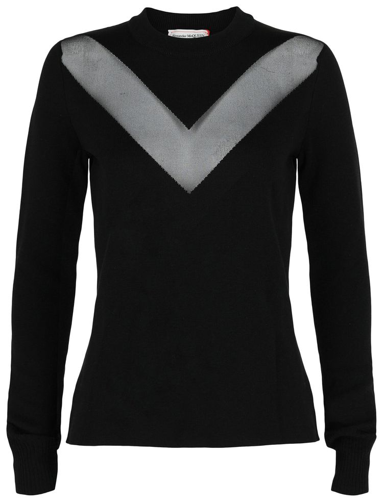 Alexander McQueen Sheer Paneled Sweater Black