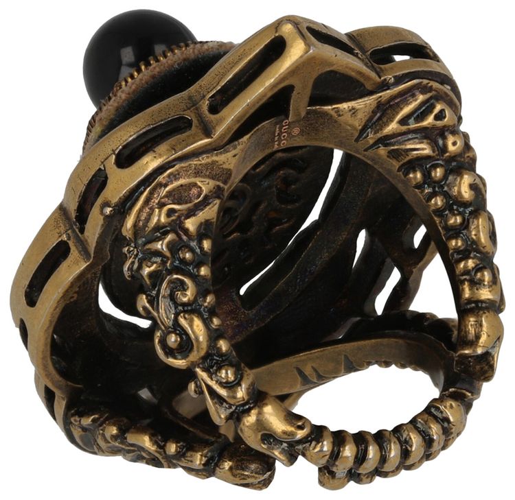 Gucci VelvetCrystal Pincushion Ring Gold