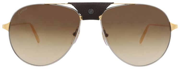 Cartier Aviator Frame Metal Sunglasses RutheniumGoldBrown