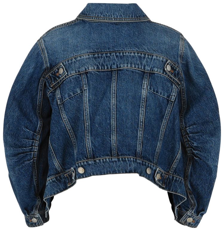 Alexander McQueen Cropped Cocoon Sleeve Denim Jacket Blue