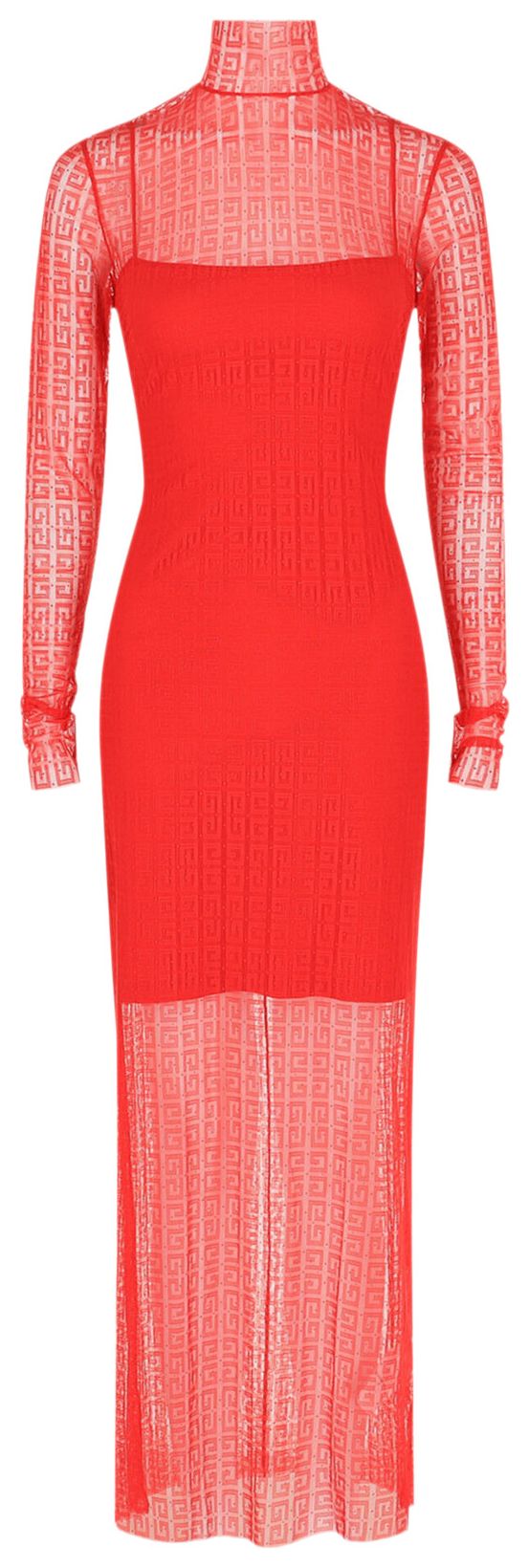Givenchy 4G Lace Maxi Dress Vermilion