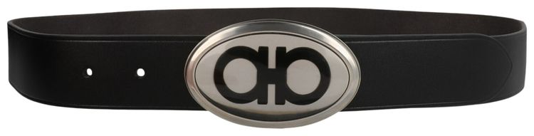 Ferragamo Gancini Buckle Leather Belt Black