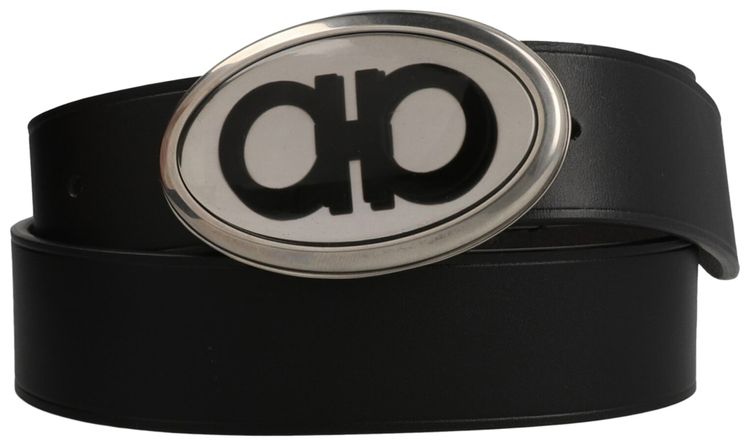 Ferragamo Gancini Buckle Leather Belt Black
