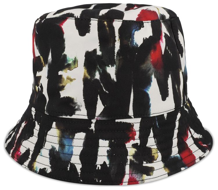 Alexander McQueen Watercolor Logo Bucket Hat BlackMulticolor