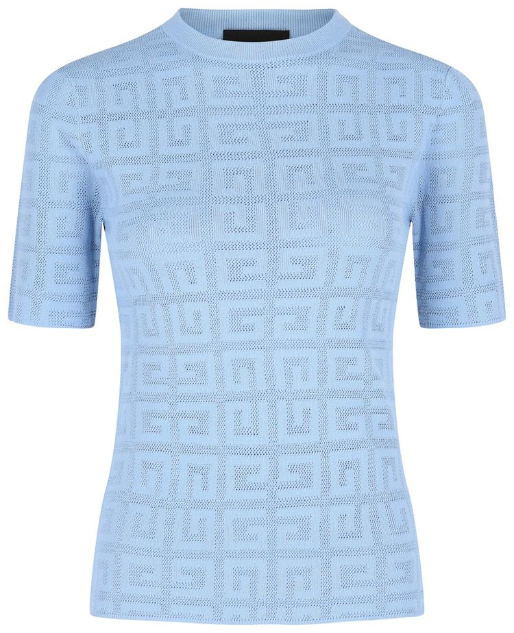 Givenchy 4G Monogram Short Sleeve Sweater Light Blue