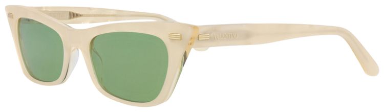 Valentino Cat Eye Frame Metal Sunglasses PearlGreen