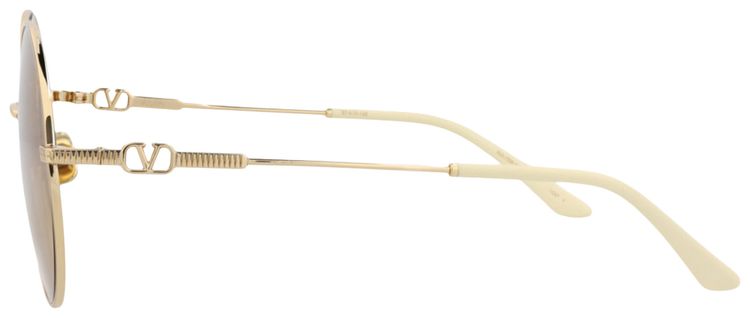 Valentino Round Frame Metal Sunglasses GoldAmber