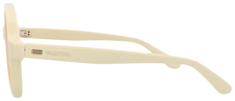 Valentino Round Frame Metal Sunglasses IvoryOrange