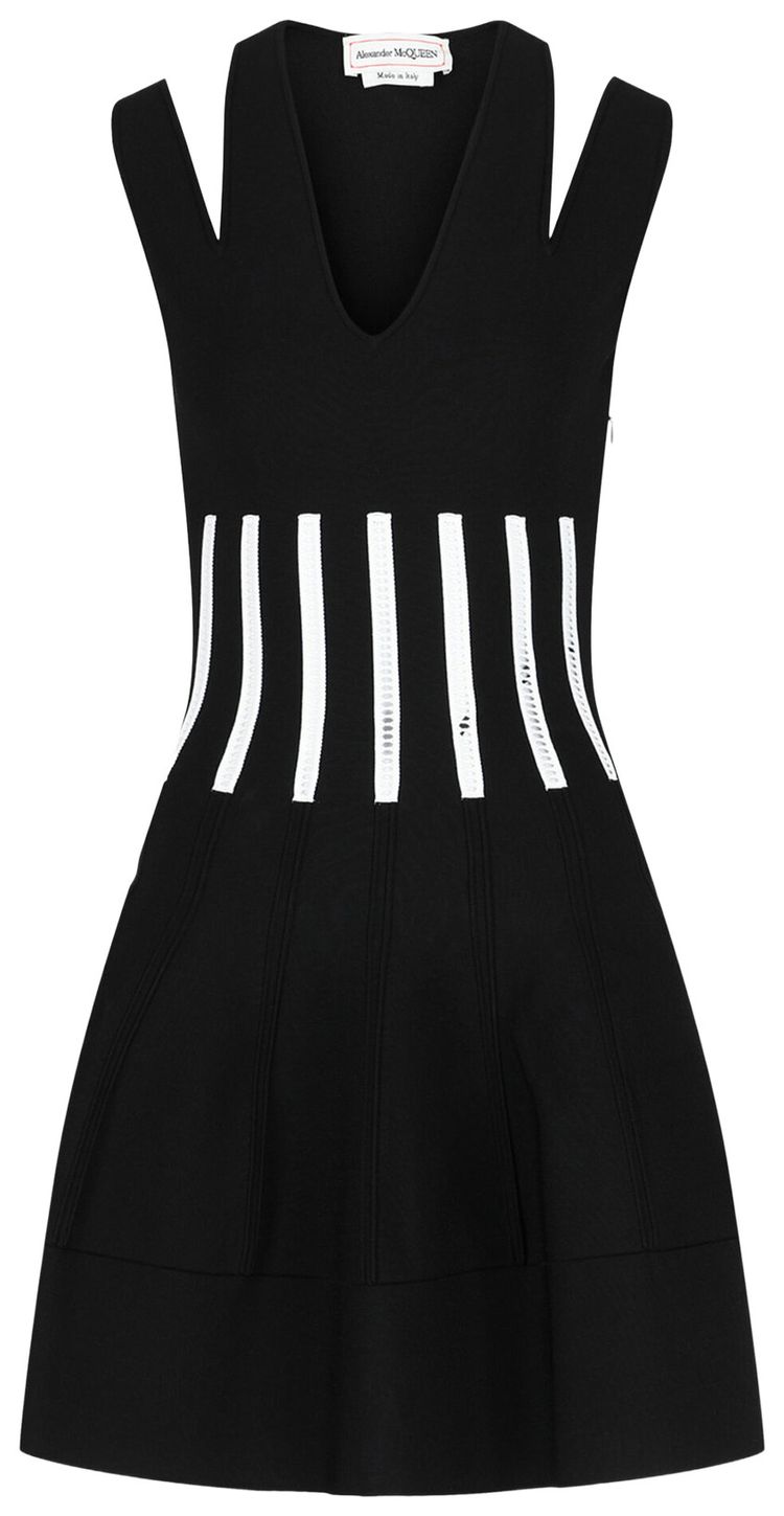 Alexander McQueen Cutout Shoulder Corset Mini Dress BlackWhite