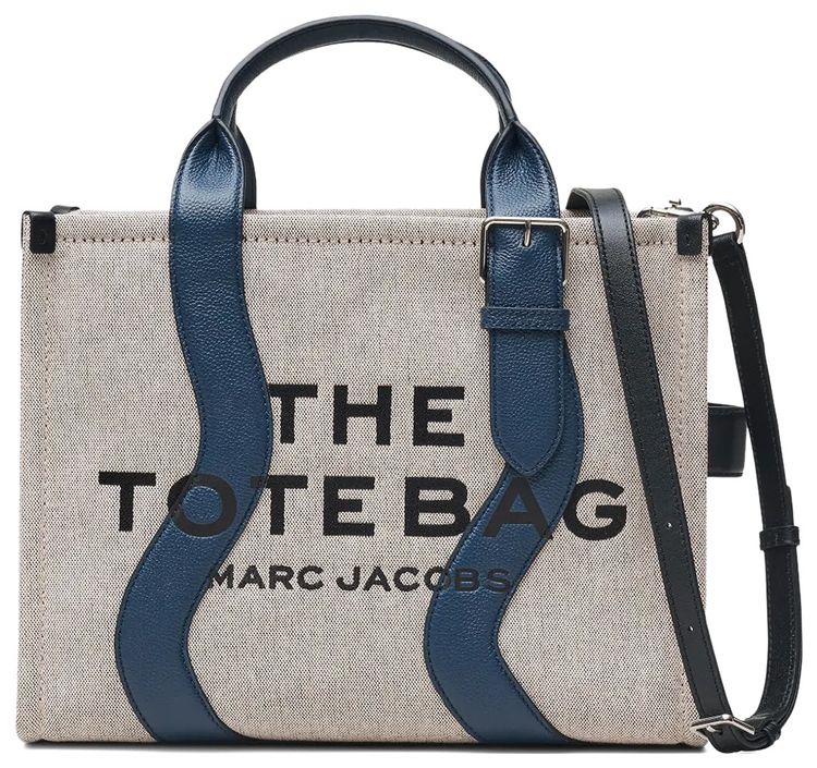 Marc Jacobs Wavy Canvas Medium Tote Bag IvoryNavy