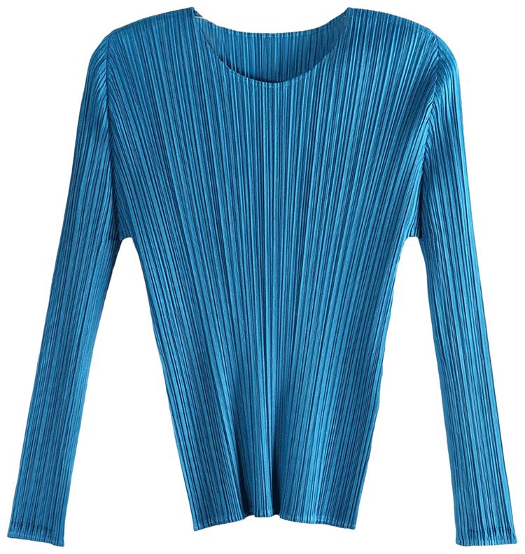 Pleats Please Issey Miyake February Crew Neck Shirt Deep Blue