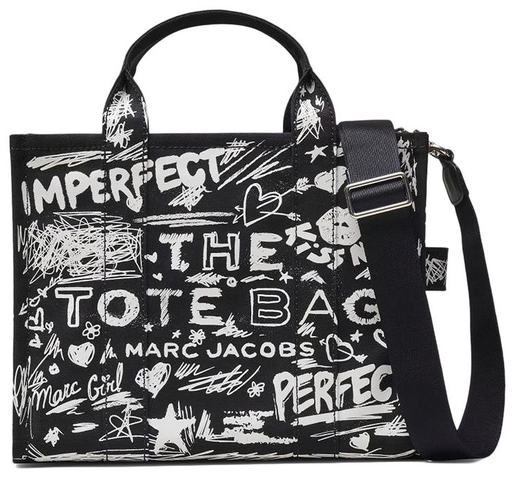 Marc Jacobs Punk Scribble Canvas Medium Tote Bag BlackMulticolor