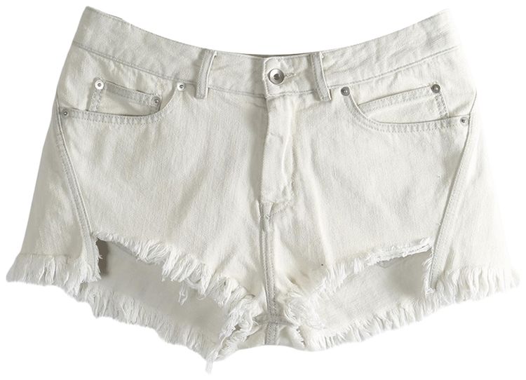 Rick Owens In Denim Bias Cutoff Shorts Milk Wash