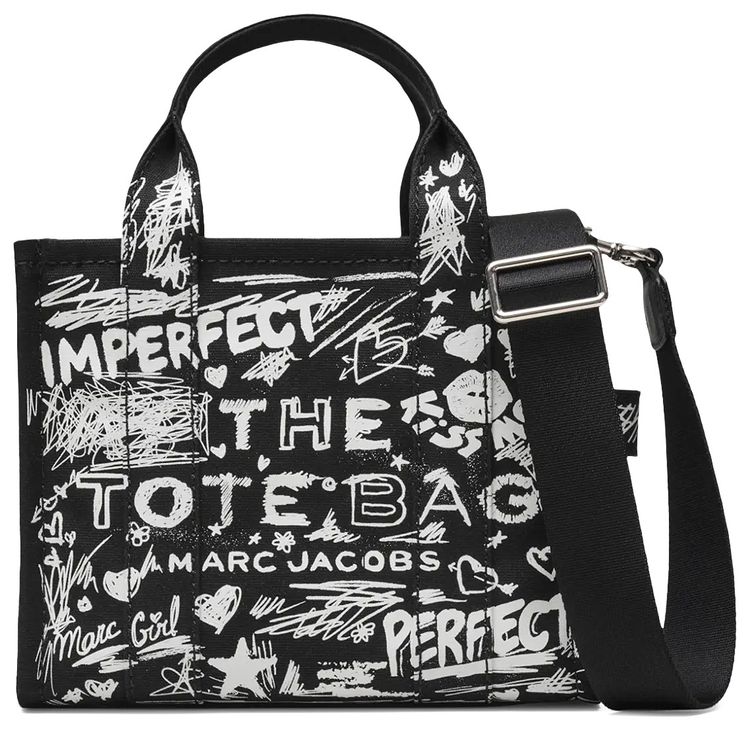 Marc Jacobs Punk Scribble Canvas Small Tote Bag BlackMulticolor
