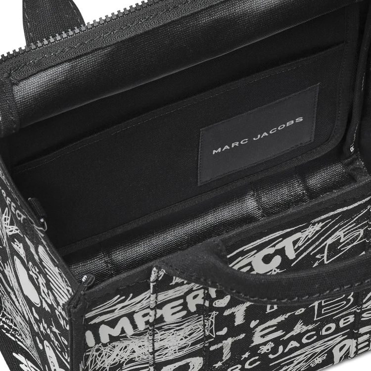 Marc Jacobs Punk Scribble Canvas Small Tote Bag BlackMulticolor